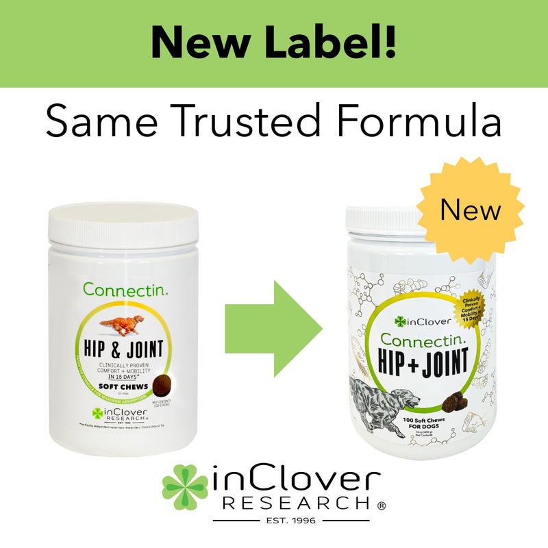 In Clover InClover Connectin Natural Hip & Joint Supplement for Dogs with Glucosamine, Chondroitin & Hyaluronic Acid - Soft Chew for Dog Mobility, Comfort & Active Lifestyle Support, 100 Count - Image 2